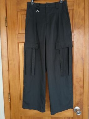Vanilla Star Black Wide-Leg Cargo Pants with D-Ring